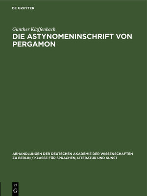 cover image of Die Astynomeninschrift von Pergamon